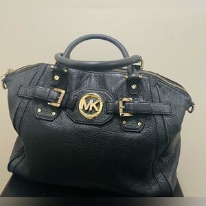 Michael Kors Black Satchel with Gold Accents